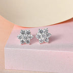 Simulated Diamond Floral Stud Earrings in Sterling Silver