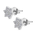 Simulated Diamond Floral Stud Earrings in Sterling Silver