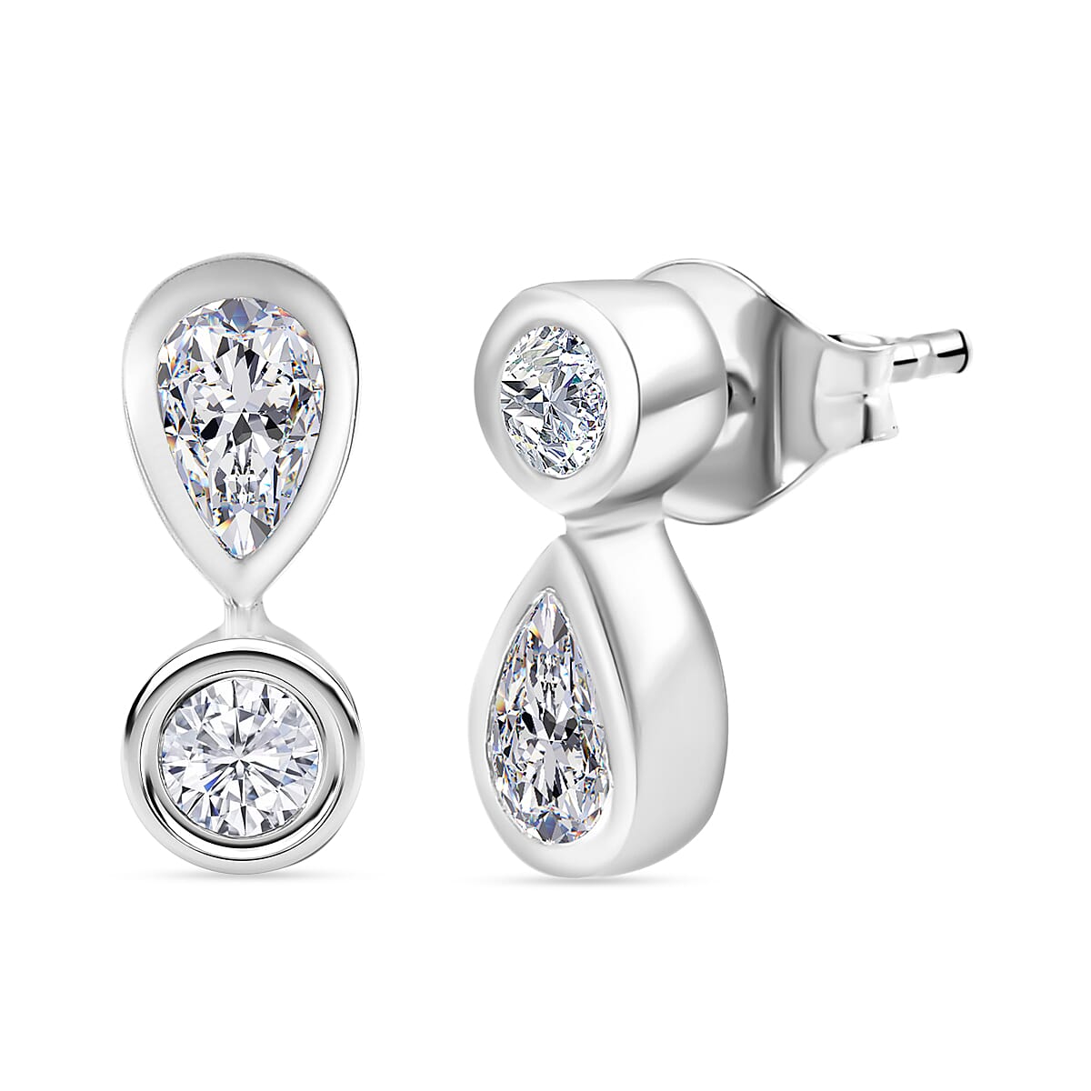 J Francis - SWAROVSKI ZIRCONIA in Teardrop Dangle Earrings in Rhodium Plated Sterling Silver 0.90 ct. 7877026 0