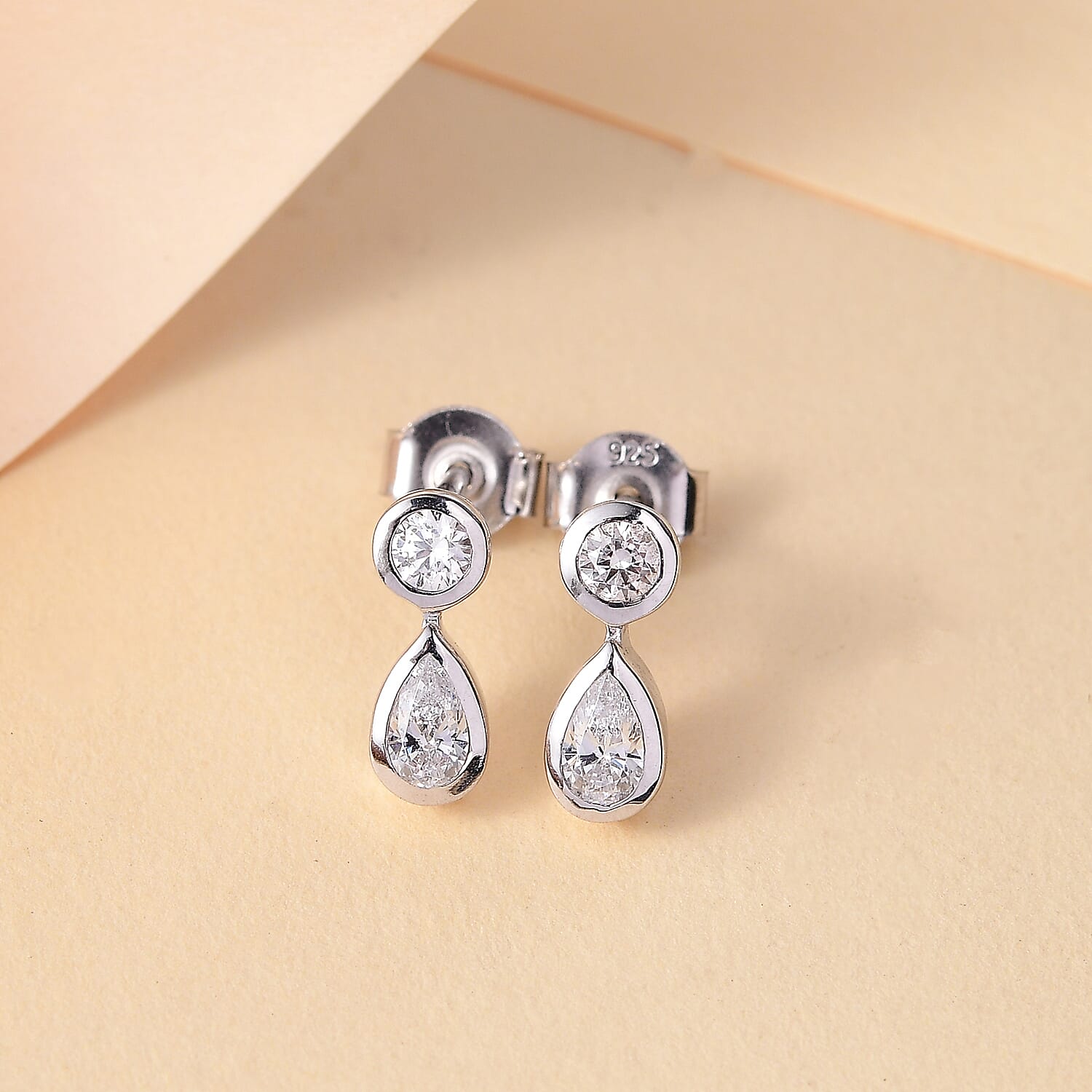 J Francis - SWAROVSKI ZIRCONIA in Teardrop Dangle Earrings in Rhodium Plated Sterling Silver 0.90 ct. 7877026 1
