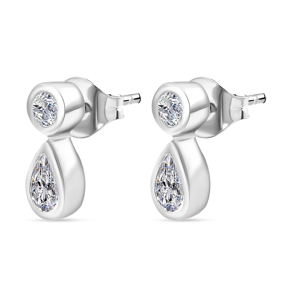 J Francis - SWAROVSKI ZIRCONIA in Teardrop Dangle Earrings in Rhodium Plated Sterling Silver 0.90 ct. 7877026 3