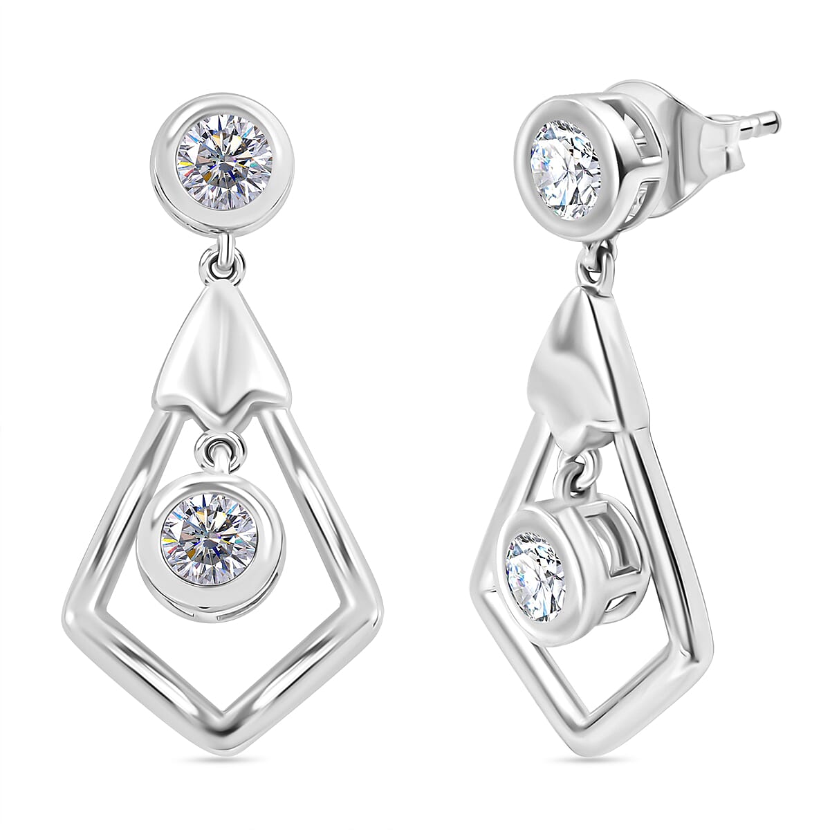 J Francis - SWAROVSKI ZIRCONIA Dangle Earrings in Rhodium Plated Sterling Silver 1.86 ct. 7883479 0