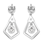 J Francis - Swarovski Zirconia Earring With Push Back in Rhodium Overlay Sterling Silver 2.40 Ct.