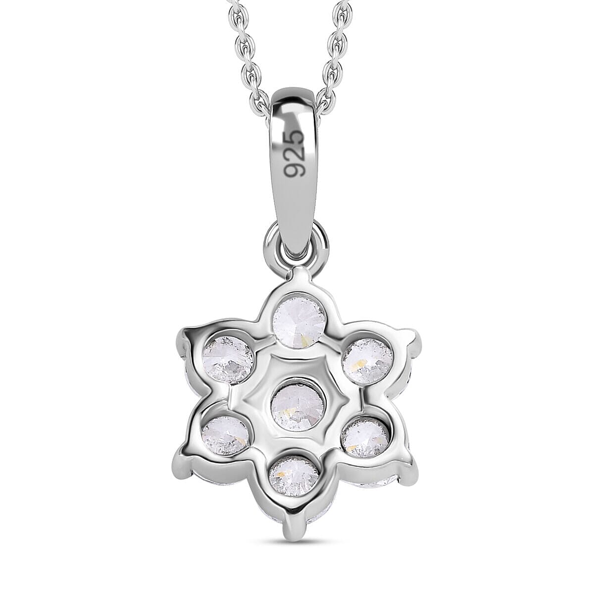 NY Closeout - Simulated Diamond Cluster Floral Pendant Sterling Silver  (Size - 20) 4401871 5