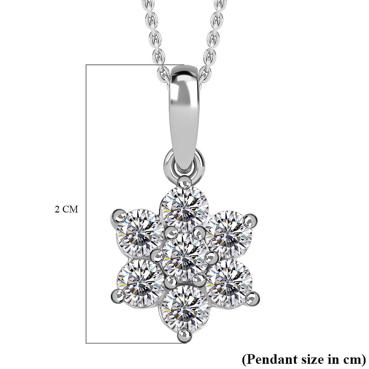 NY Closeout - Simulated Diamond Cluster Floral Pendant Sterling Silver  (Size - 20) 4401871 7
