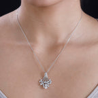 J Francis - Swarovski Zirconia Waterfall Pendant with Chain (Size 20) in Rhodium Overlay Sterling Silver 3.55 Ct.
