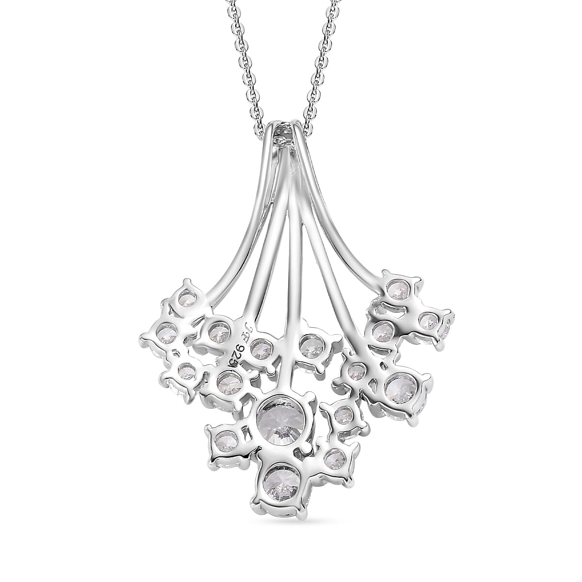 J Francis - SWAROVSKI ZIRCONIA Waterfall Pendant with Chain (Size 20) in Rhodium Plated Sterling Silver 3.55 ct. 4306142 5