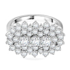J Francis - Swarovski Zirconia Cluster Boat Ring in Rhodium Overlay Sterling Silver 4.06 Ct.
