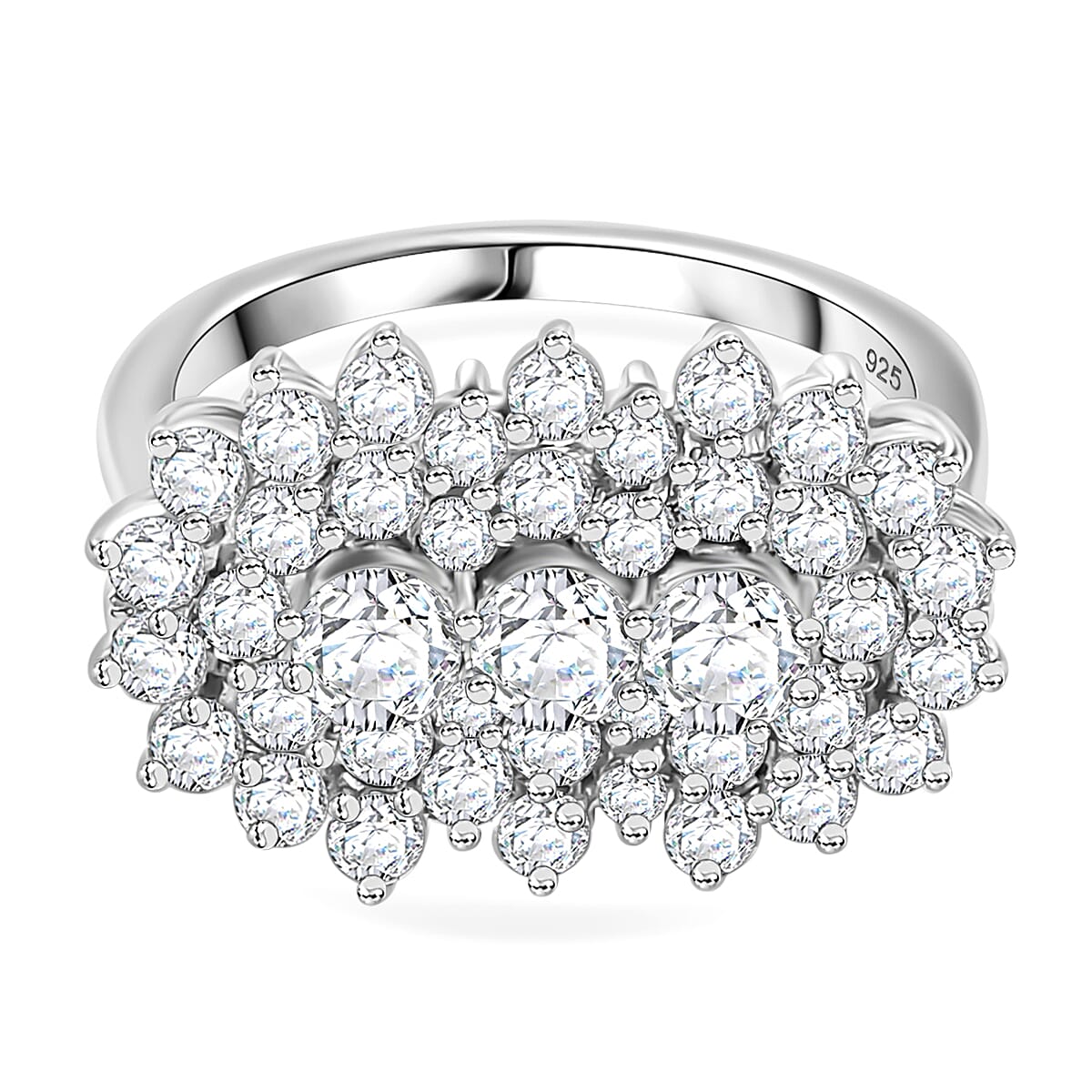 J Francis - SWAROVSKI ZIRCONIA Cluster Boat Ring in Rhodium Plated Sterling Silver 4.06 ct. 7863255 0