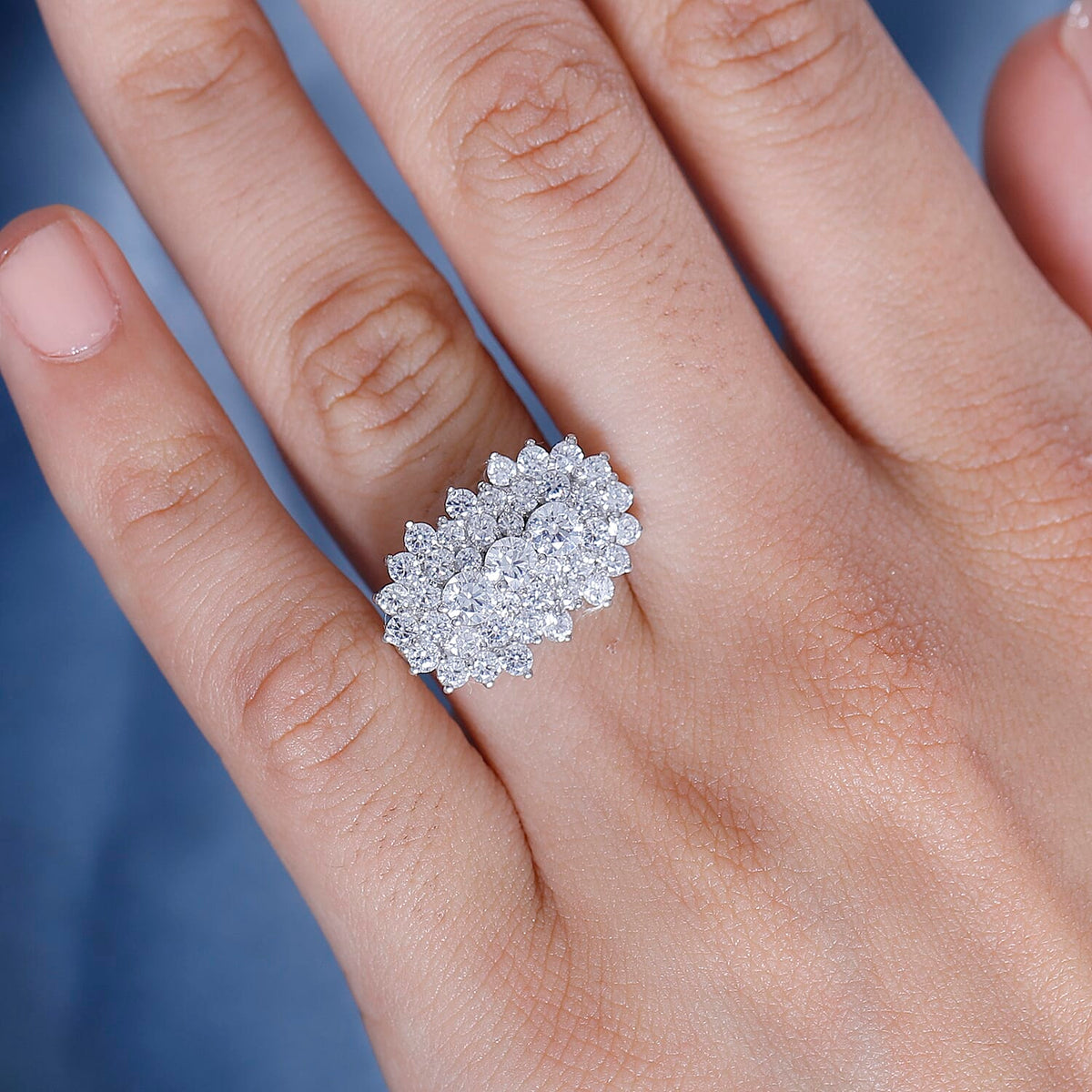 J Francis - SWAROVSKI ZIRCONIA Cluster Boat Ring in Rhodium Plated Sterling Silver 4.06 ct. 7863255 3