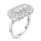 J Francis - Swarovski Zirconia Cluster Boat Ring in Rhodium Overlay Sterling Silver 4.06 Ct.