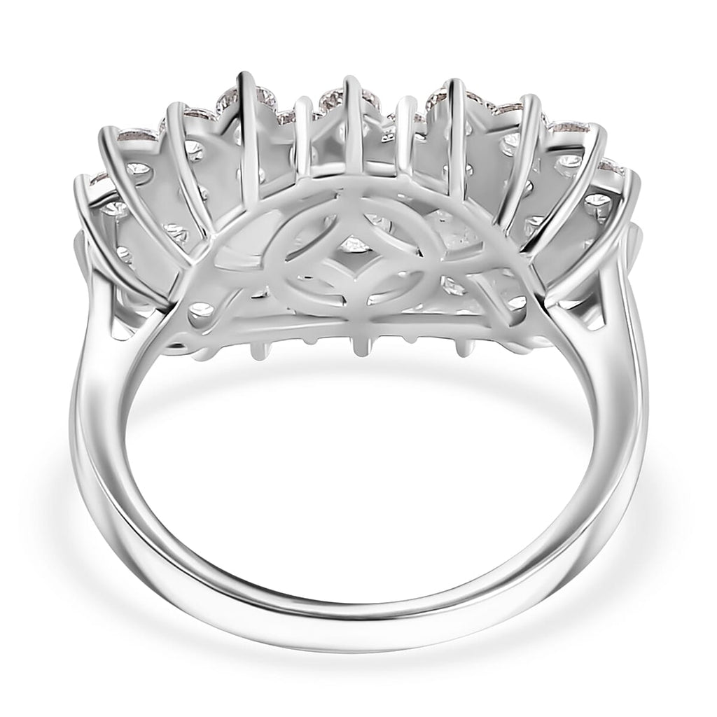 J Francis - Swarovski Zirconia Cluster Boat Ring in Rhodium Overlay Sterling Silver 4.06 Ct.