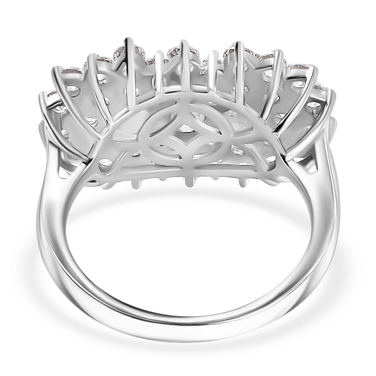 J Francis - SWAROVSKI ZIRCONIA Cluster Boat Ring in Rhodium Plated Sterling Silver 4.06 ct. 7863255 5