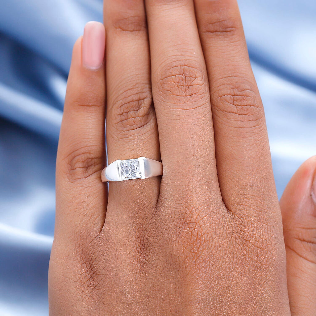 Finest CZ Signet Ring in Sterling Silver 2.24 Ct.