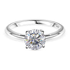 J Francis - Swarovski Zirconia Solitaire Ring in Platinum Overlay Sterling Silver 1.87 Ct.