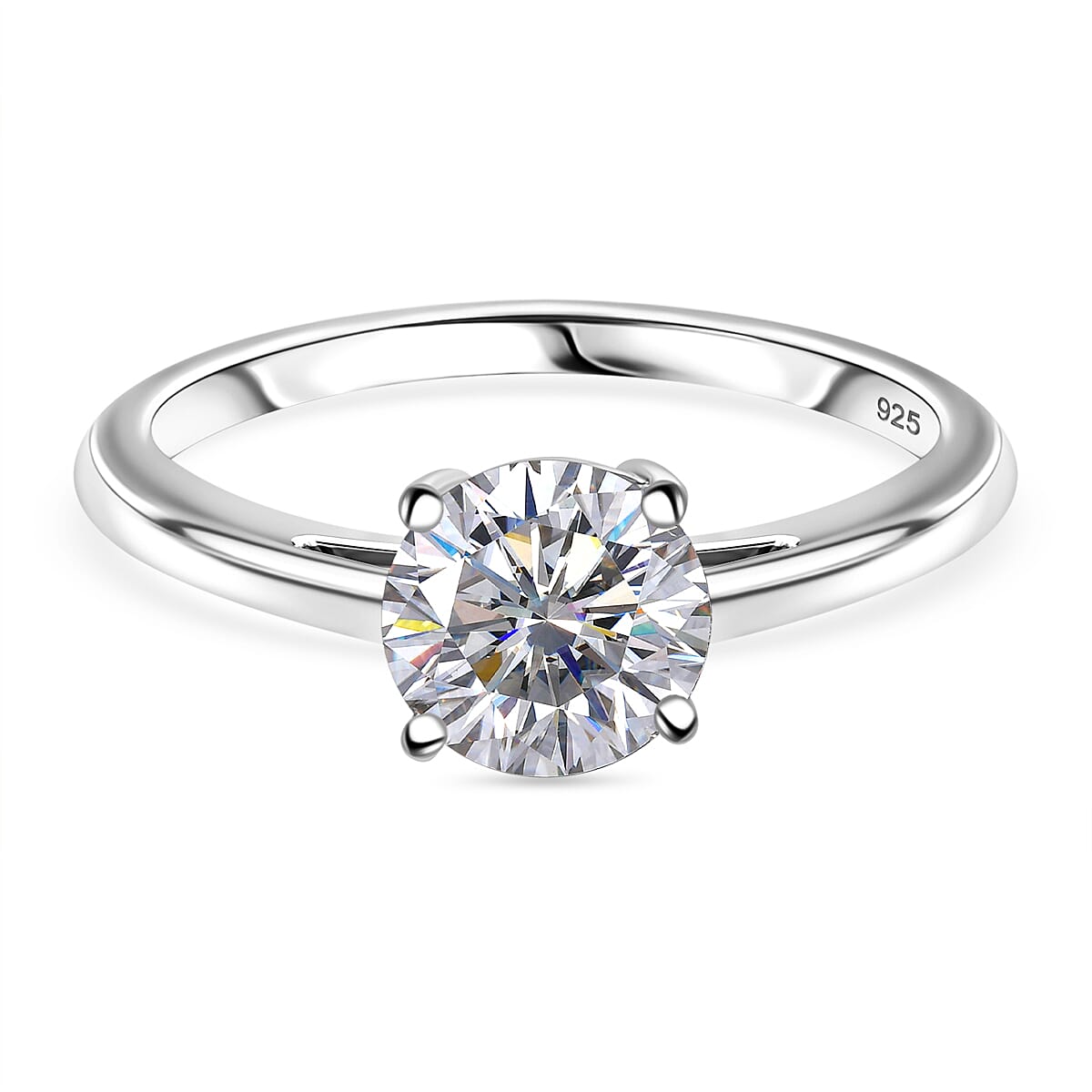 J Francis - Swarovski Zirconia Solitaire Ring in Platinum Overlay Sterling Silver 1.43 Ct 7858734 0
