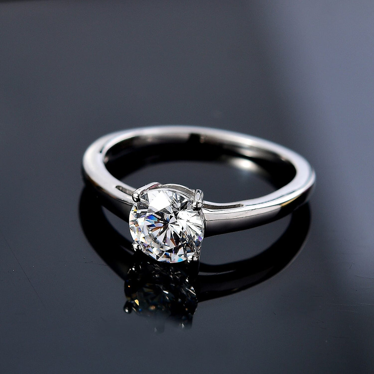 J Francis - Swarovski Zirconia Solitaire Ring in Platinum Overlay Sterling Silver 1.43 Ct 7858734 2