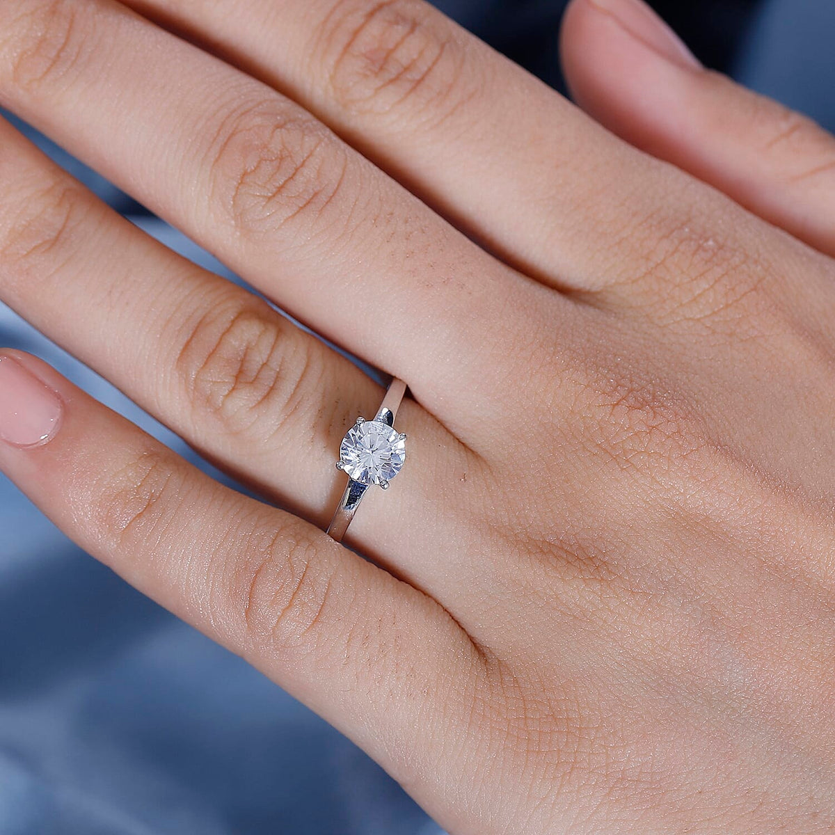 J Francis - Swarovski Zirconia Solitaire Ring in Platinum Overlay Sterling Silver 1.43 Ct 7858734 3