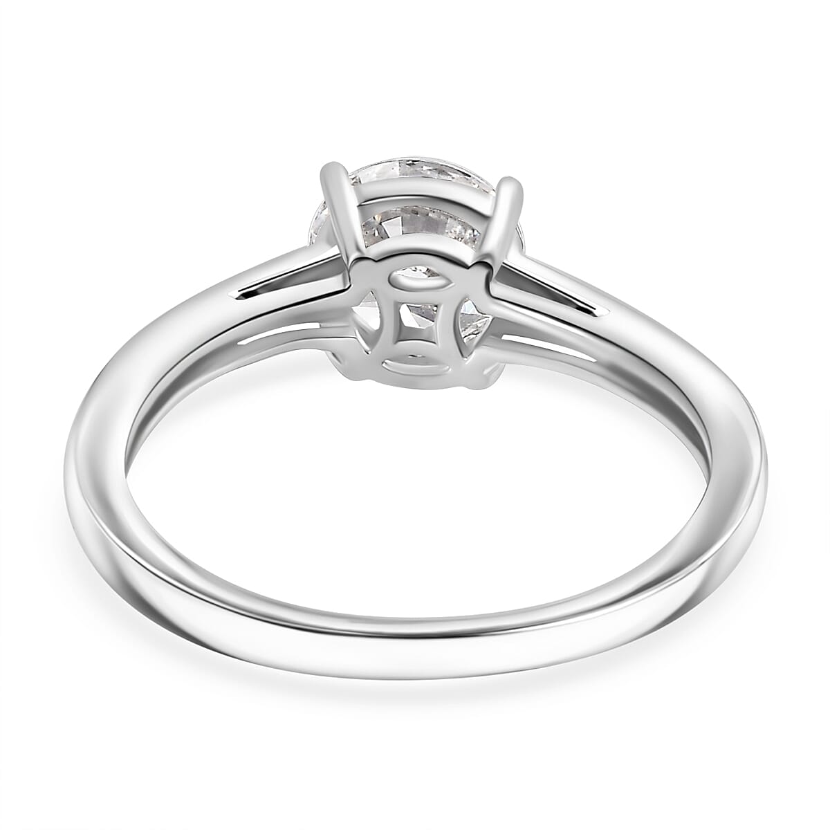 J Francis - Swarovski Zirconia Solitaire Ring in Platinum Overlay Sterling Silver 1.43 Ct 7858734 5