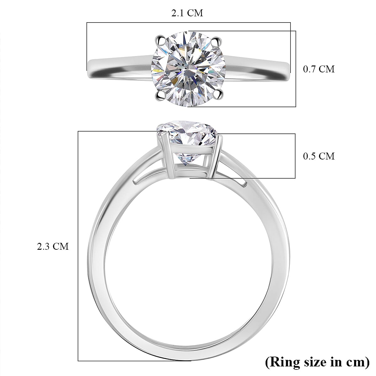 J Francis - Swarovski Zirconia Solitaire Ring in Platinum Overlay Sterling Silver 1.43 Ct 7858734 6