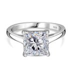 J Francis - Swarovski Zirconia Solitaire Ring in Rhodium Overlay Sterling Silver 4.81 Ct.