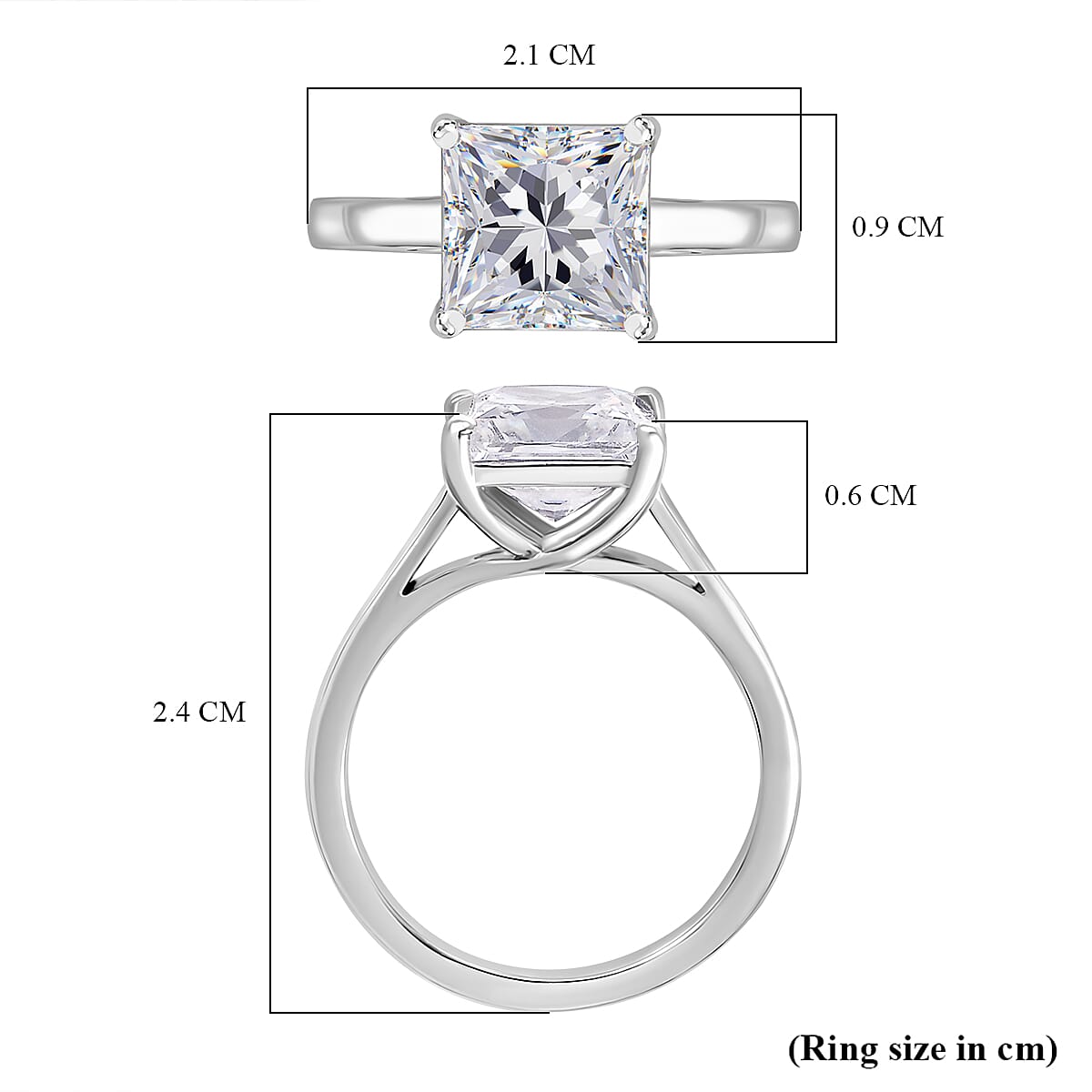J Francis - SWAROVSKI ZIRCONIA Solitaire Ring in Rhodium Plated Sterling Silver 4.81 ct. 7863150 5
