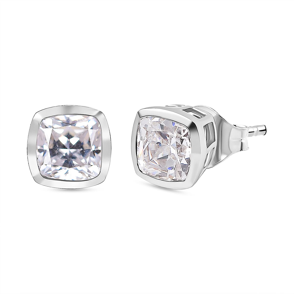 J Francis - SWAROVSKI ZIRCONIA Solitaire Stud Earrings in Rhodium Plated Sterling Silver 6.22 ct. 7863278 0