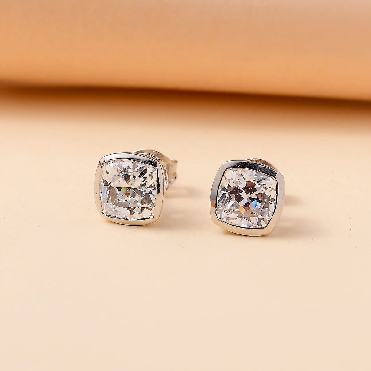 J Francis - SWAROVSKI ZIRCONIA Solitaire Stud Earrings in Rhodium Plated Sterling Silver 6.22 ct. 7863278 2