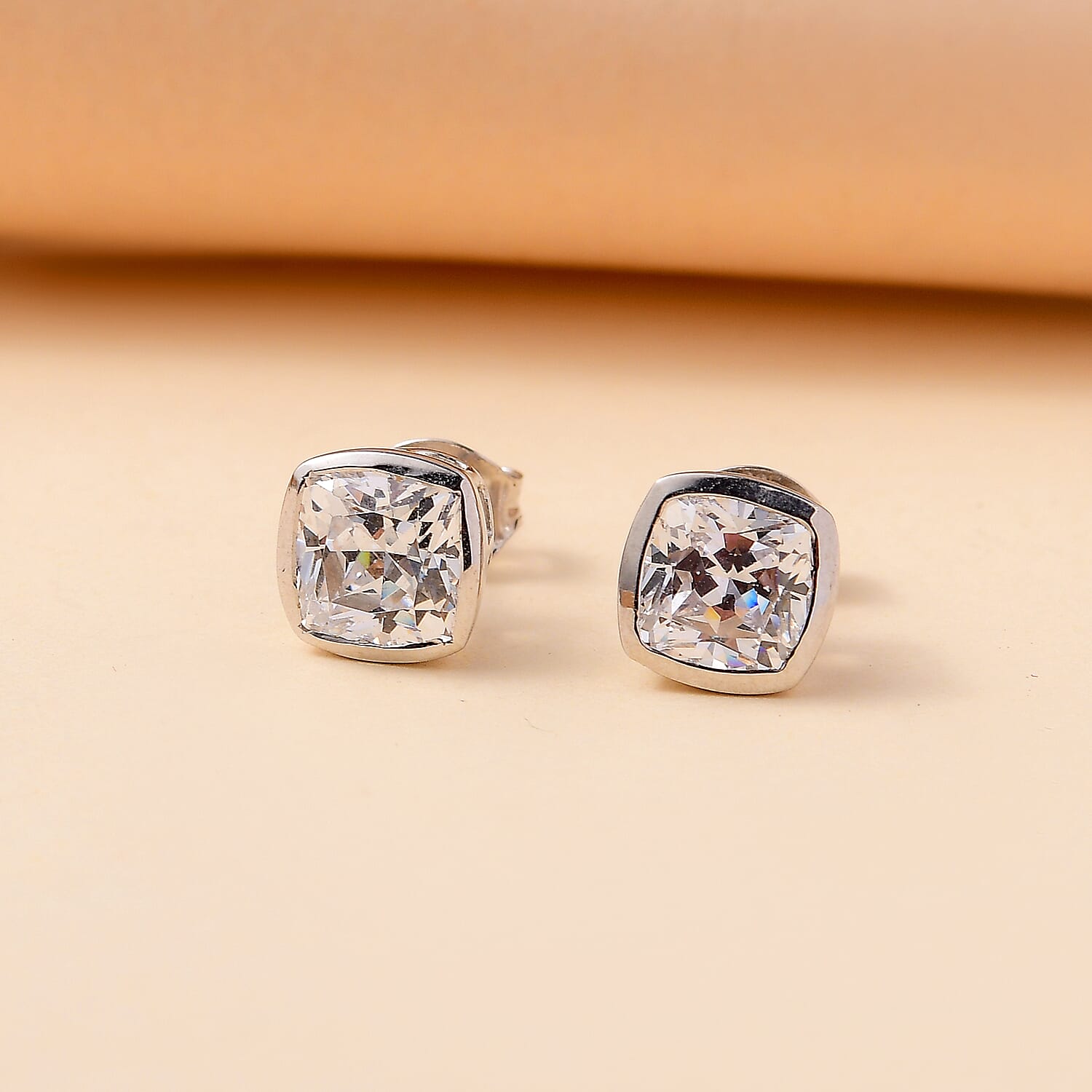 J Francis - SWAROVSKI ZIRCONIA Solitaire Stud Earrings in Rhodium Plated Sterling Silver 6.22 ct. 7863278 2