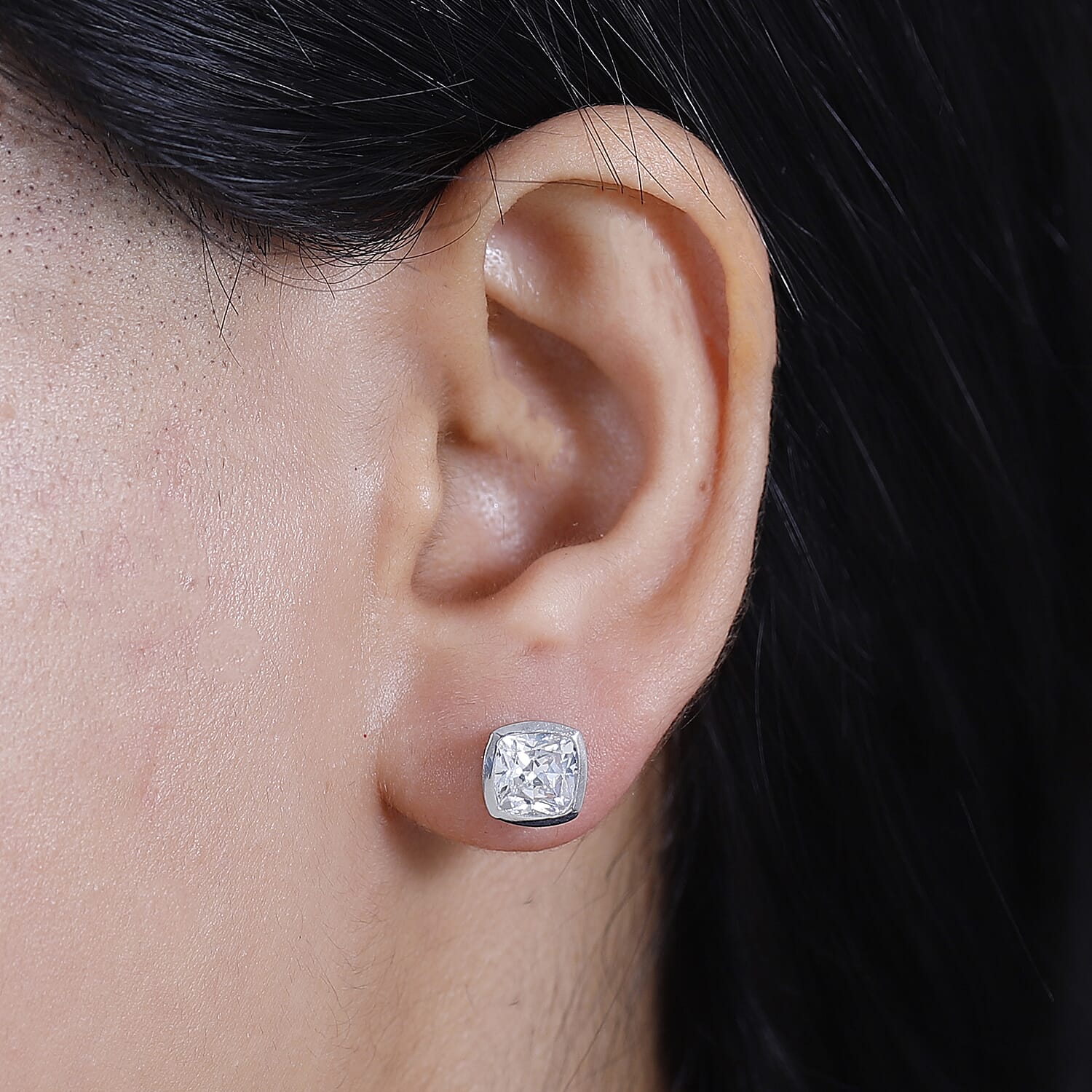 J Francis - SWAROVSKI ZIRCONIA Solitaire Stud Earrings in Rhodium Plated Sterling Silver 6.22 ct. 7863278 3