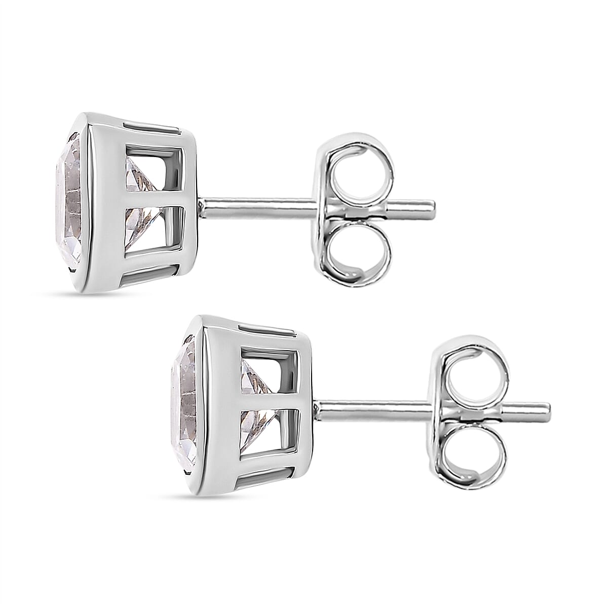 J Francis - SWAROVSKI ZIRCONIA Solitaire Stud Earrings in Rhodium Plated Sterling Silver 6.22 ct. 7863278 4
