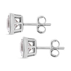 J Francis - Swarovski Zirconia Solitaire Stud Earring With Push Back in Rhodium Overlay Sterling Silver 6.22 Ct.