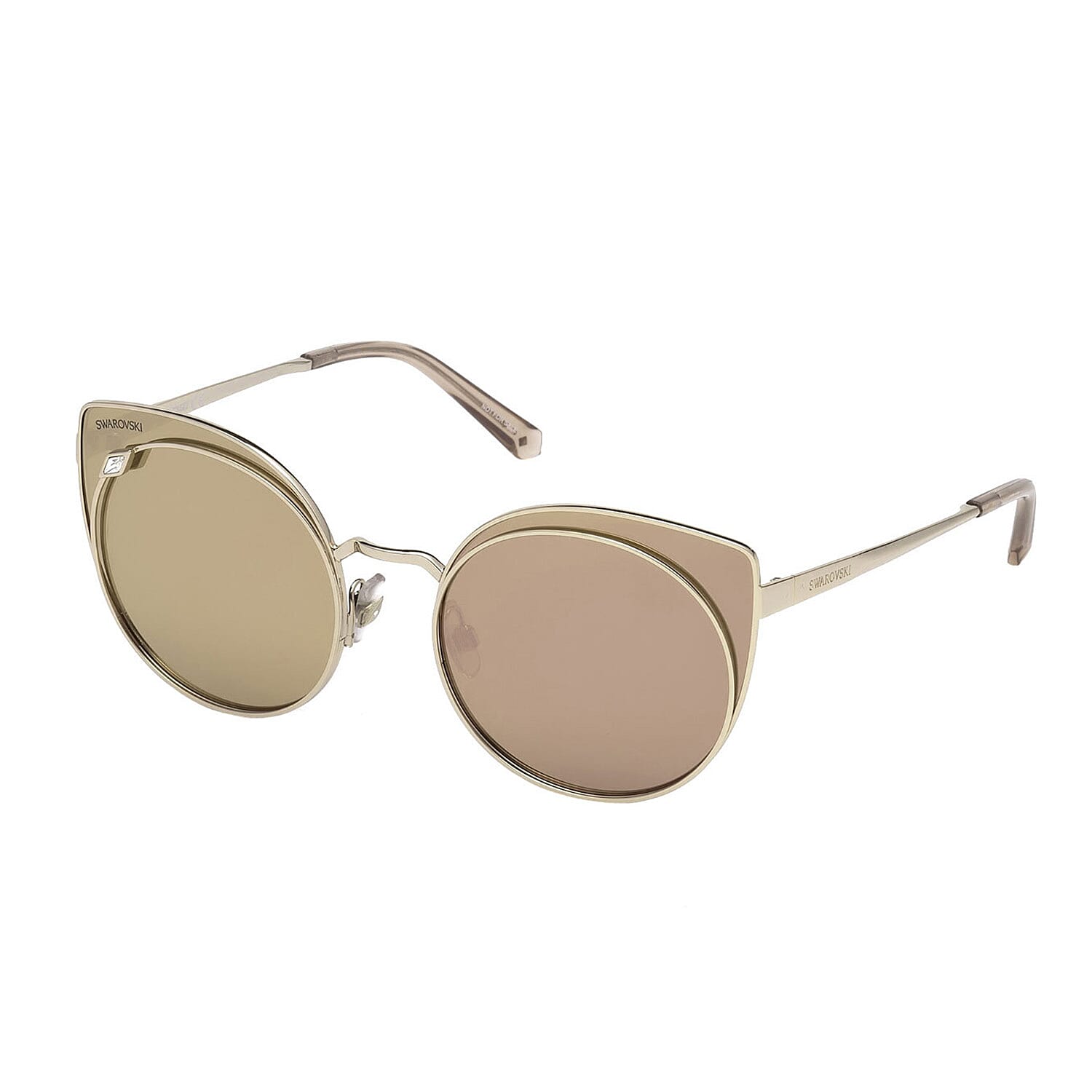 Finest CZ Women's Retro Rimless Gold Metal Sunglasses with Beige Lenses 6271202 0