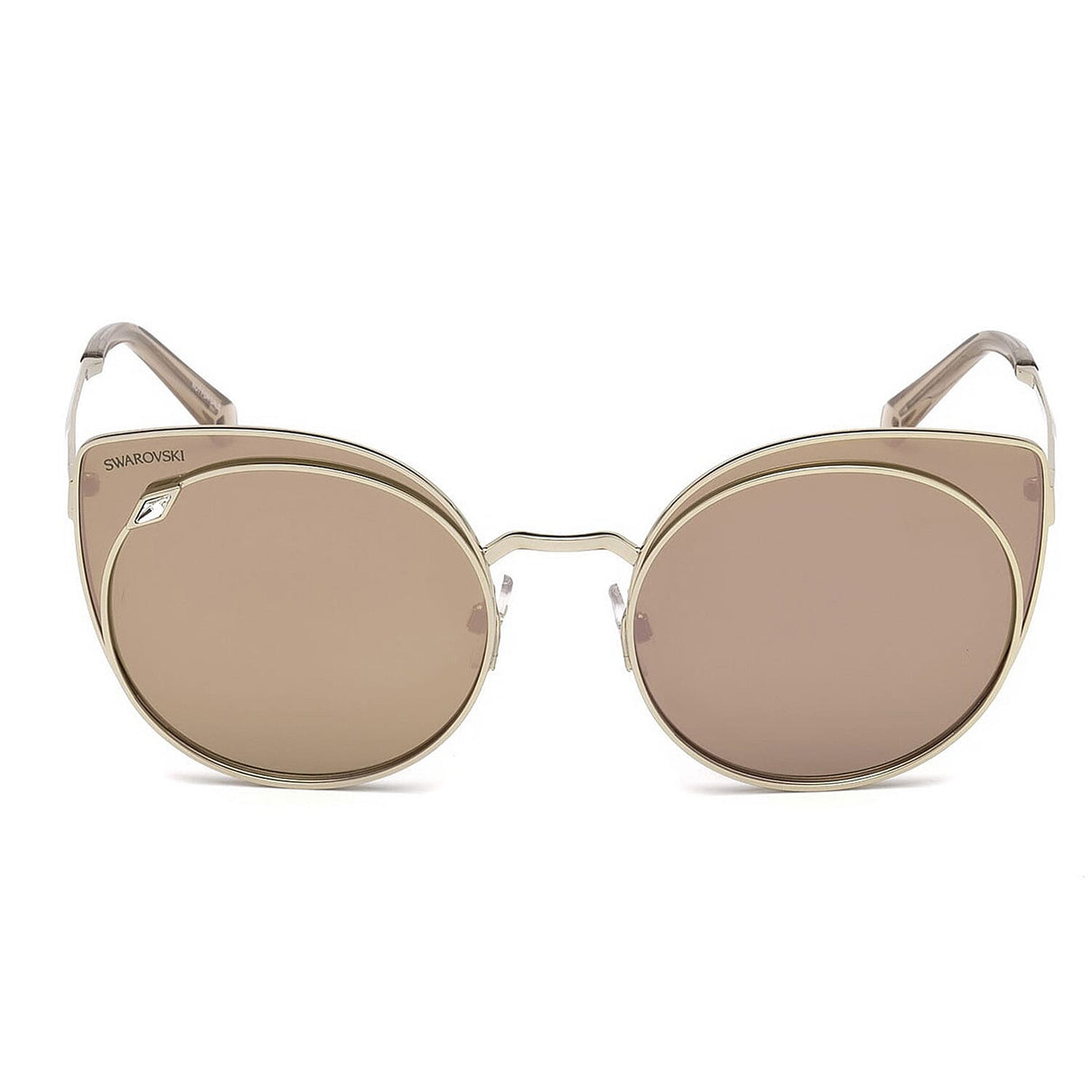 Finest CZ Women's Retro Rimless Gold Metal Sunglasses with Beige Lenses 6271202 1