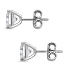 Simulated Diamond (Princess Cut) Stud Earrings (With Push Back) in Platinum Overaly Sterling Silver