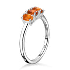 Fire Opal 3 Stone Ring Sterling Silver