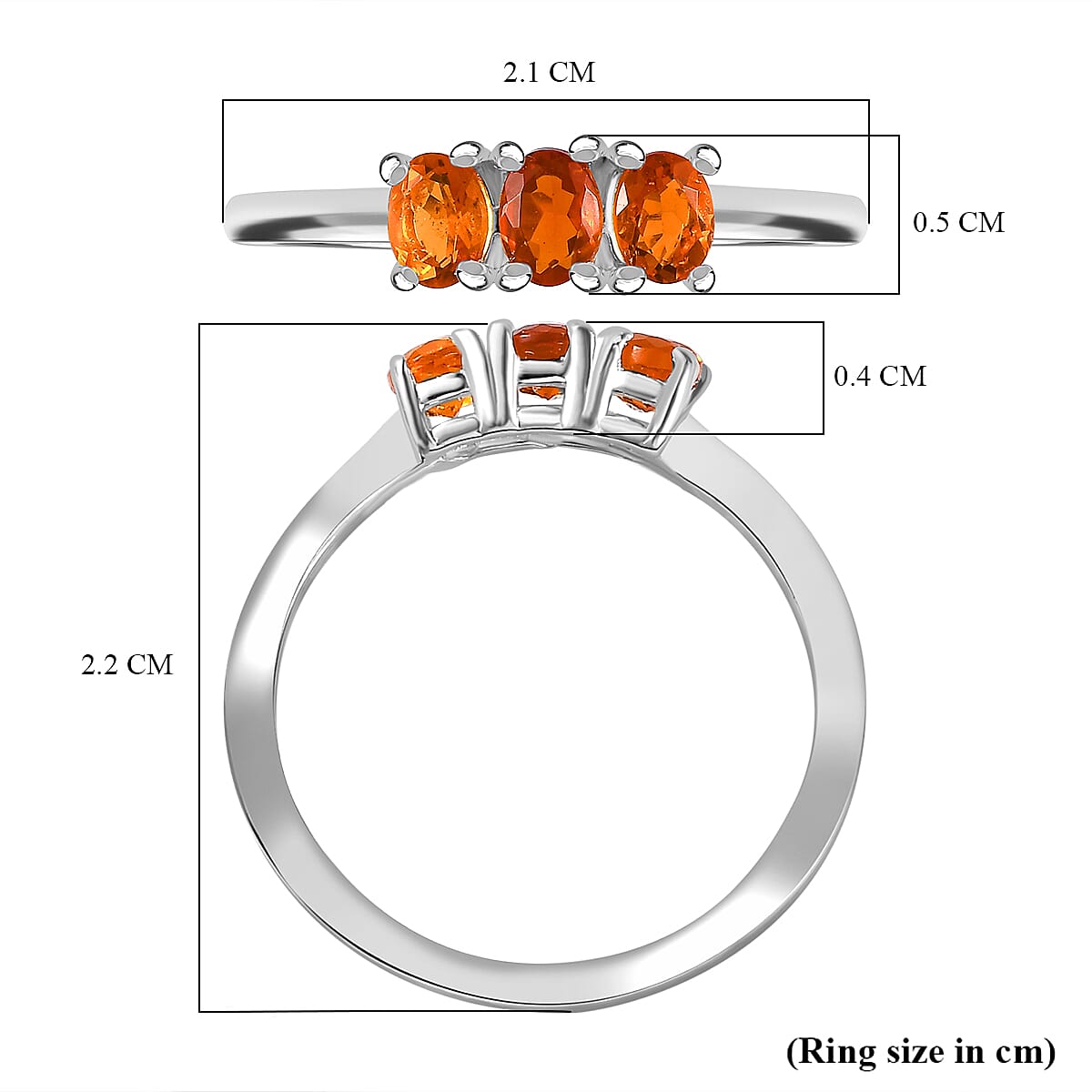 Fire Opal 3-Stone Ring  Sterling Silver, 0.363  Ct. 7832399 5