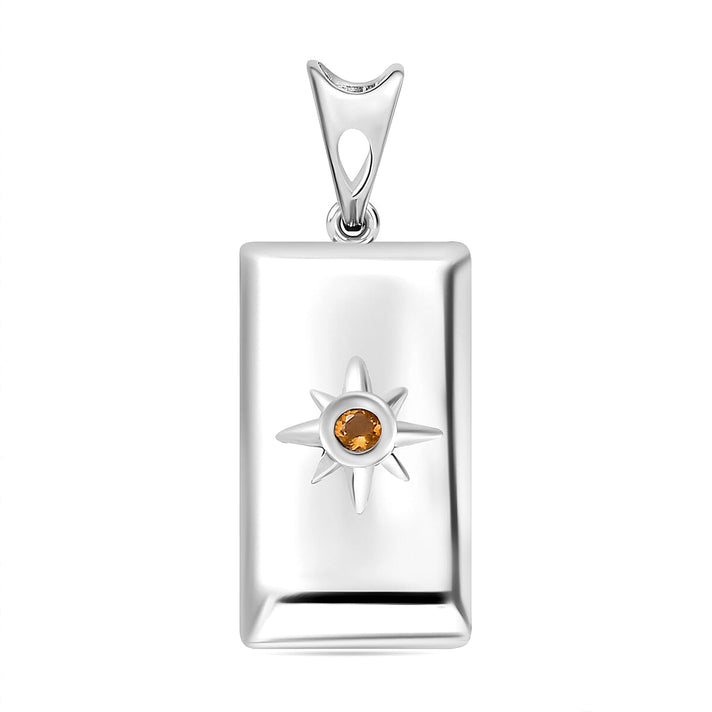 Fire Opal Ingot Bar Pendant in Sterling Silver 7832285 1