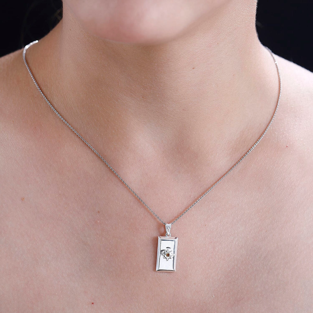 Fire Opal Ingot Bar Pendant in Sterling Silver 7832285 3