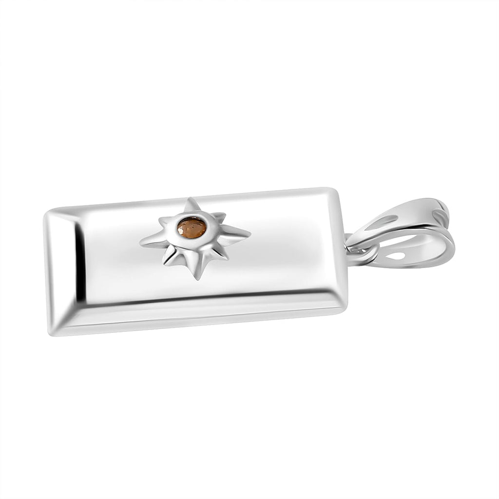Fire Opal Bar Pendant in Sterling Silver