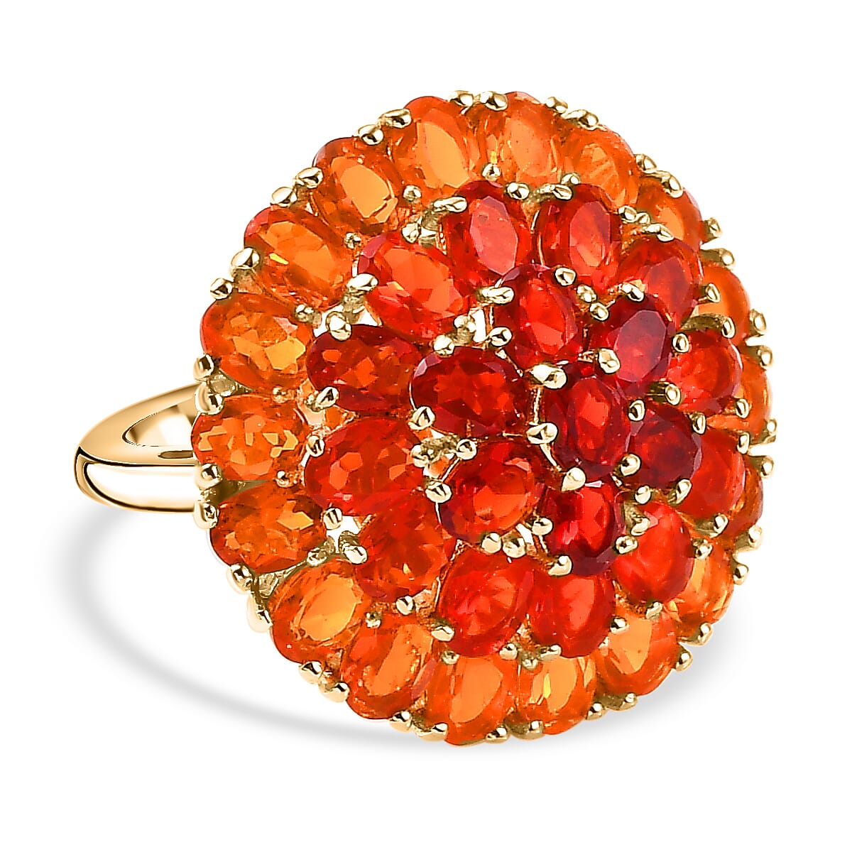 Fire Opal  Cluster Ring in 18K Yellow Gold Vermeil Plated Sterling Silver 4.73 Ct. 7856989 0