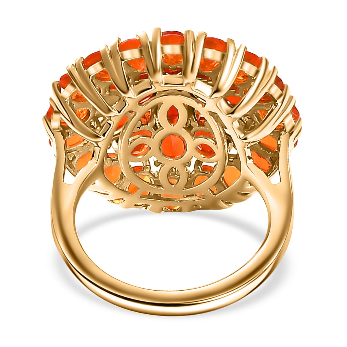 Fire Opal  Cluster Ring in 18K Yellow Gold Vermeil Plated Sterling Silver 4.73 Ct. 7856989 9