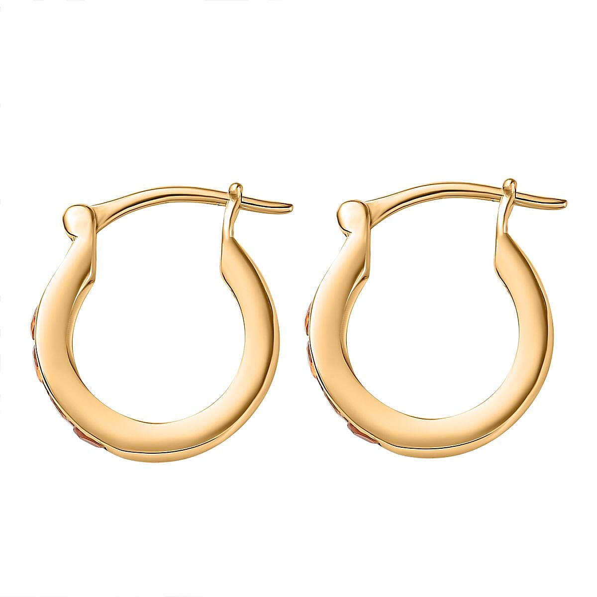 Fire Opal Hoop Earrings in 18K Gold Overlay Sterling Silver 7822393 4