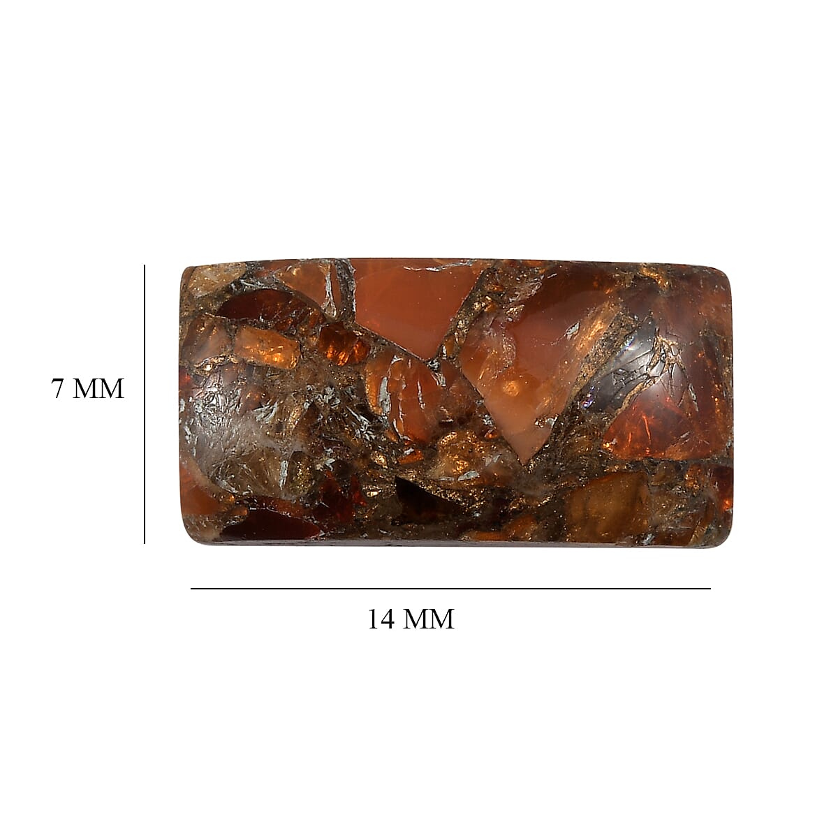 Fire Opal Matrix Loose Gemstone in Baguette Shape (14x7mm) 7827321 5