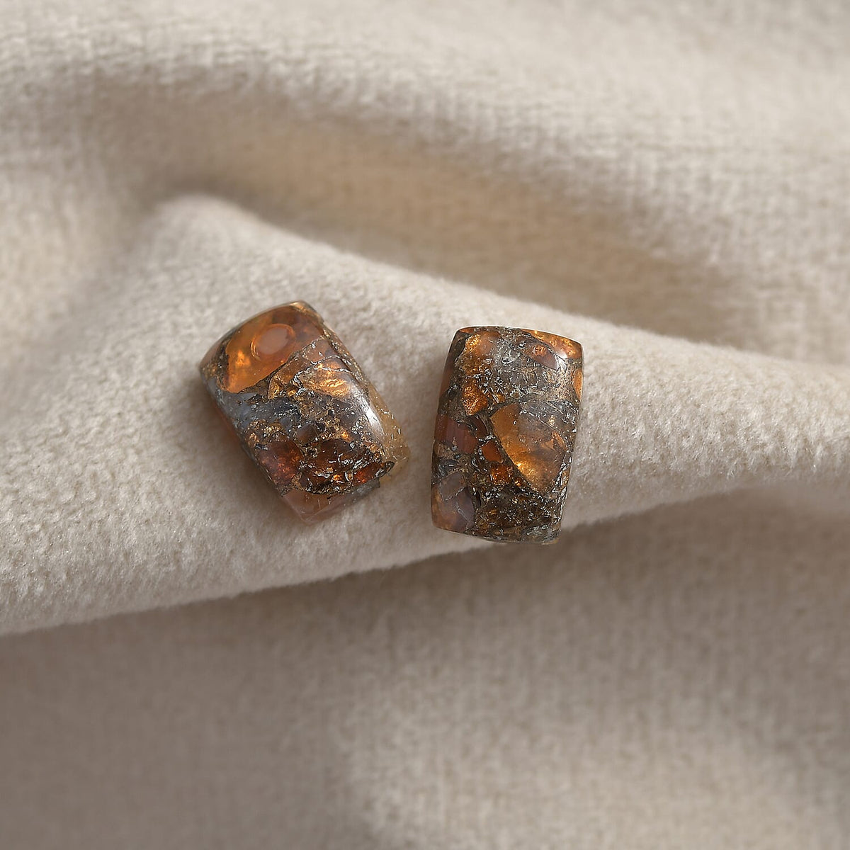 Set of 2 Fire Opal Matrix Loose Gemstone in Cushion Shape (12x8mm) 7827325 2