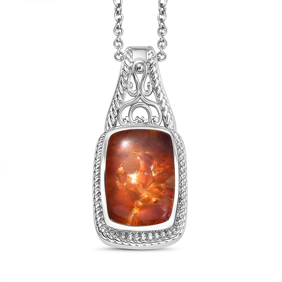 Fire Opal Matrix Pendant with Chain (Size 20) 8.00 Ct. 4338595 0