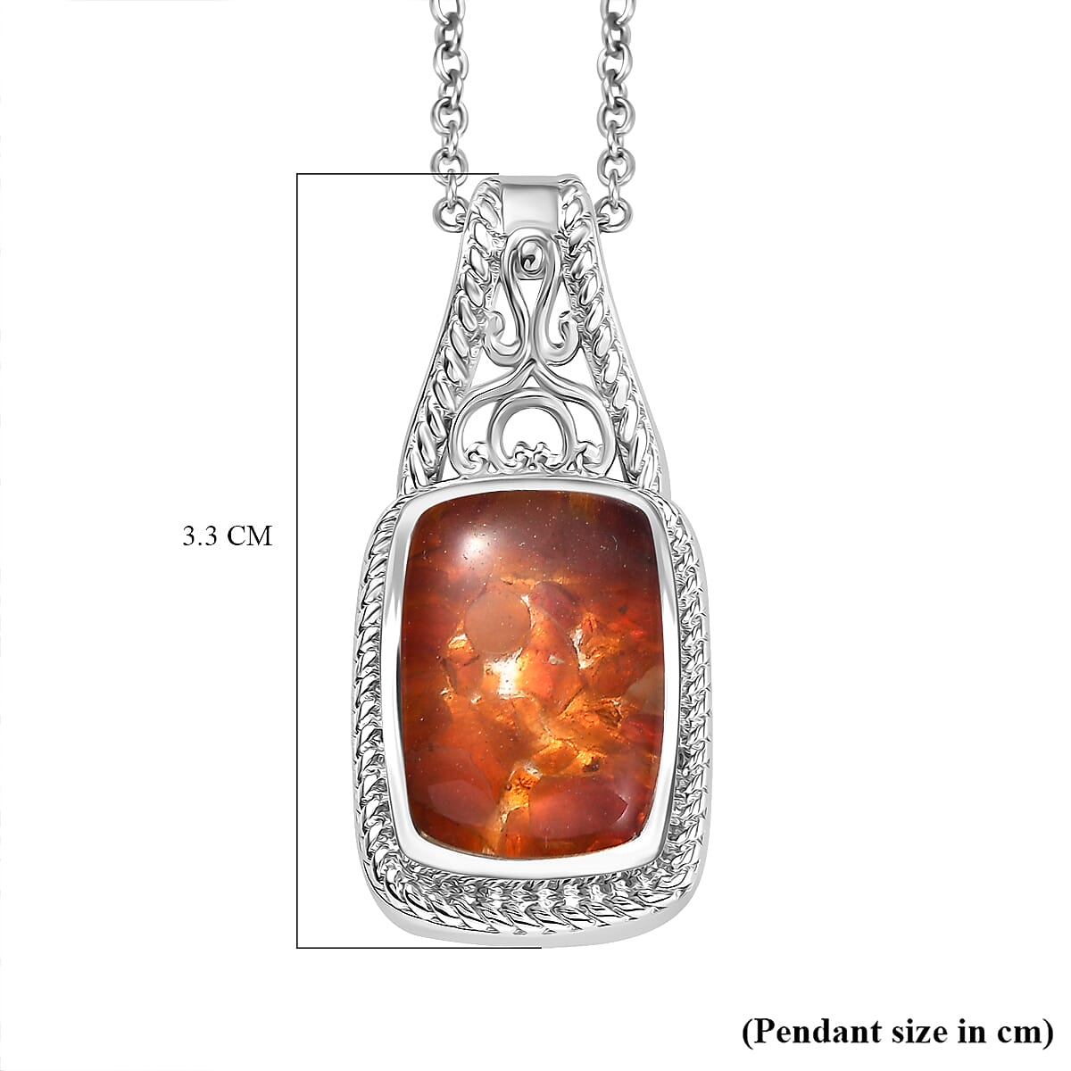 Fire Opal Matrix Pendant with Chain (Size 20) 8.00 Ct. 4338595 6