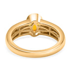 18K Vermeil Yellow Gold Plated Side stone Moissanite Fire Opal Ring Ct.0.71