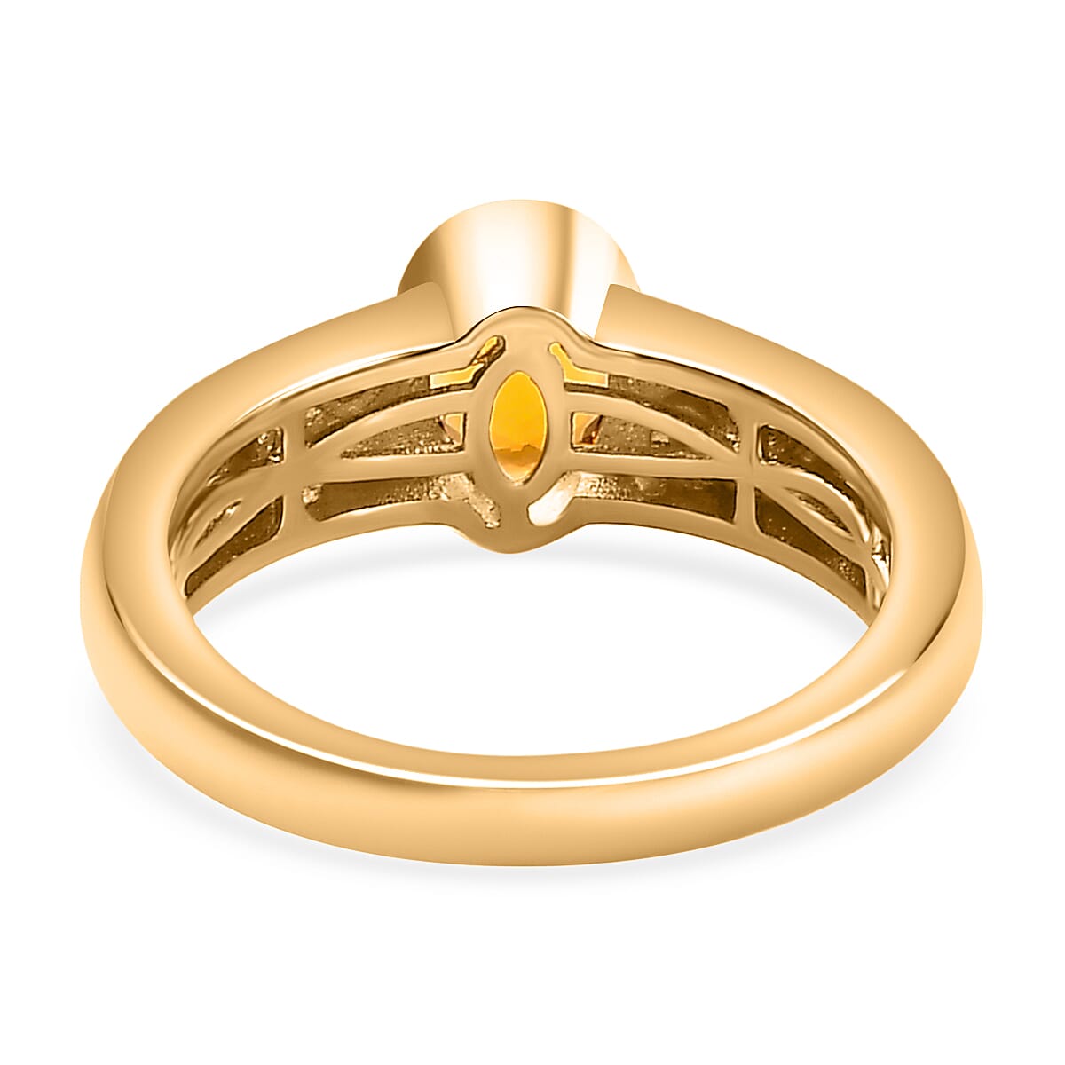 Moissanite Fire Opal and Moissanite Ring in Rhodium and 18K Vermeil Yellow Gold Plated Sterling Silver 7862819 4