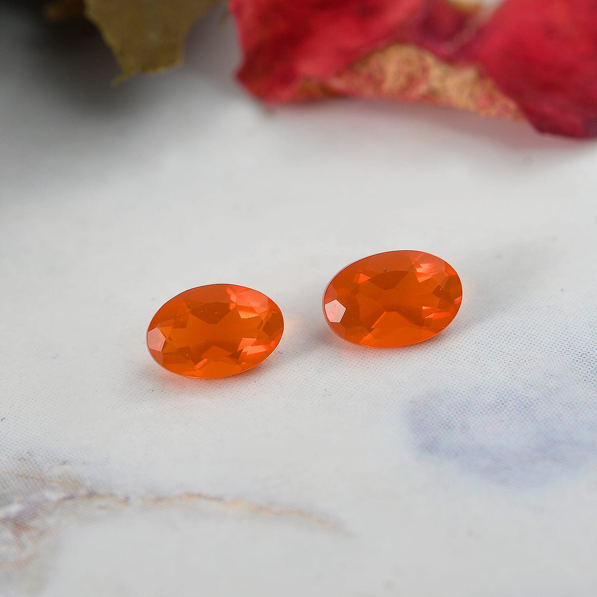Set of 2 Fire Opal Loose Gemstones in Oval Shape (6x4mm) 7763330 1
